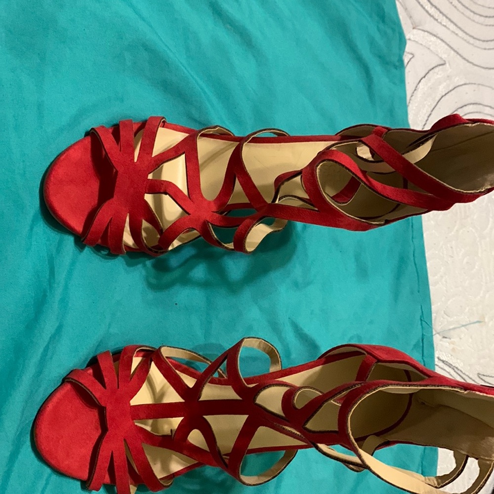 Charlotte Russe red strapped stilettos size 7m